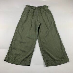 LOFT Olive Green Tencel High Rise Wide Leg Capri Pant S